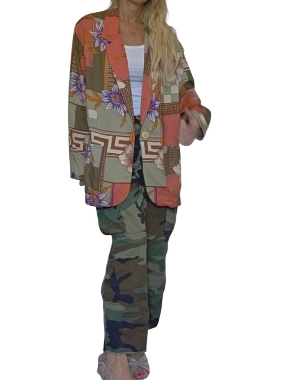 Vintage Marnie West Floral Abstract Blazer Rayon Statement M